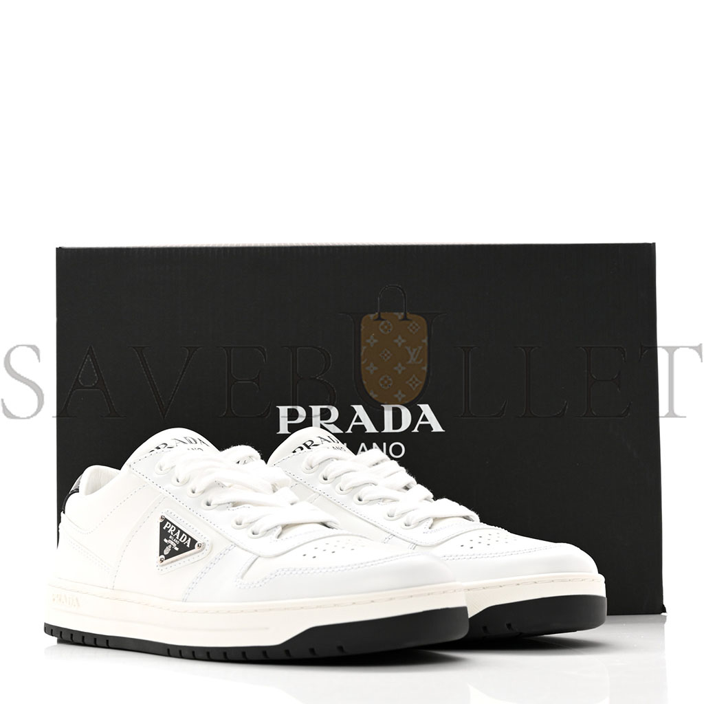 Pra*a vitello rois metal triangle logo womens downtown low top 30mm sneakers 39.5 white black