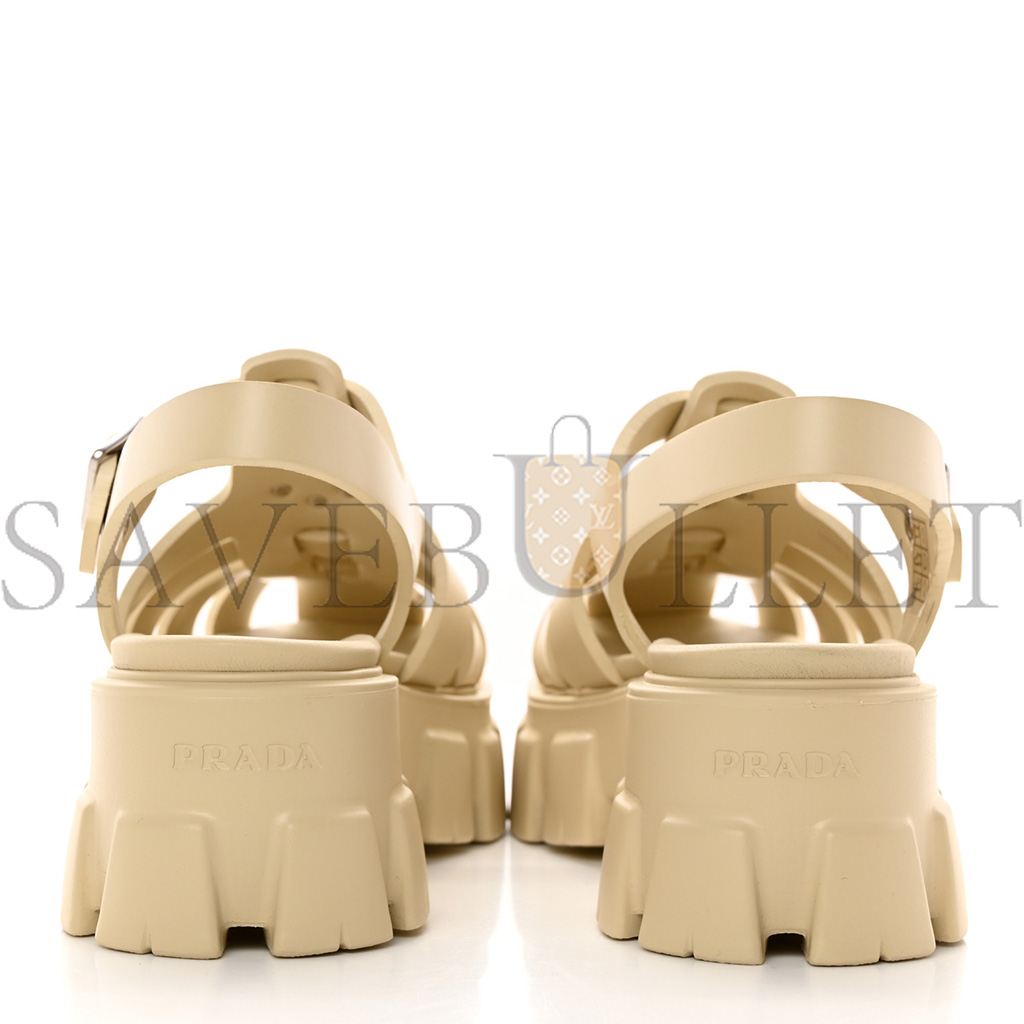 Pra*a foam rubber metal triangle logo monolith 55mm cage sandals 41 quarzo