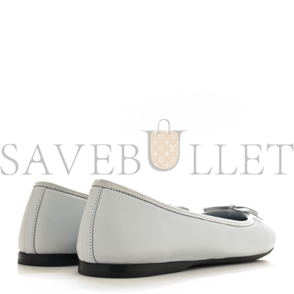 Pra*a metallic lambskin bow ballerina flats 38.5 fiordaliso