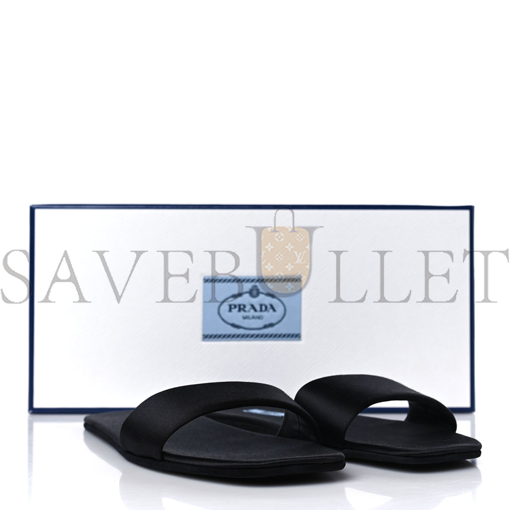 Pra*a satin travel slide sandals m 37.5 38.5 black