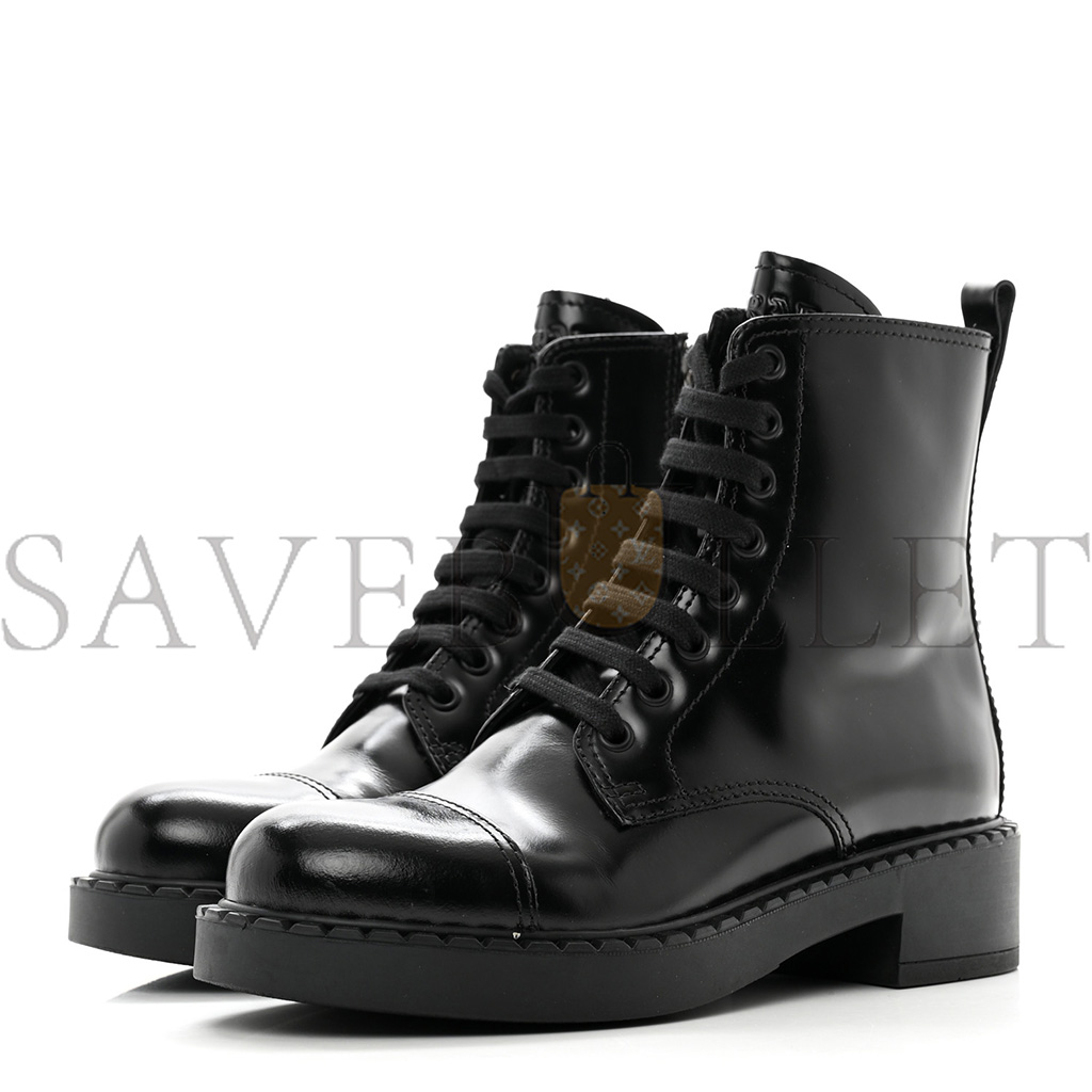 Pra*a spazzolato chocolate 50mm combat boots 36 black