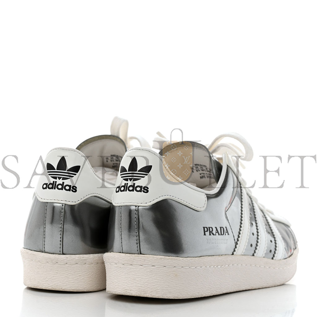 pra*a x Ad*s brushed calfskin logo mens superstar sneakers 6 silver white