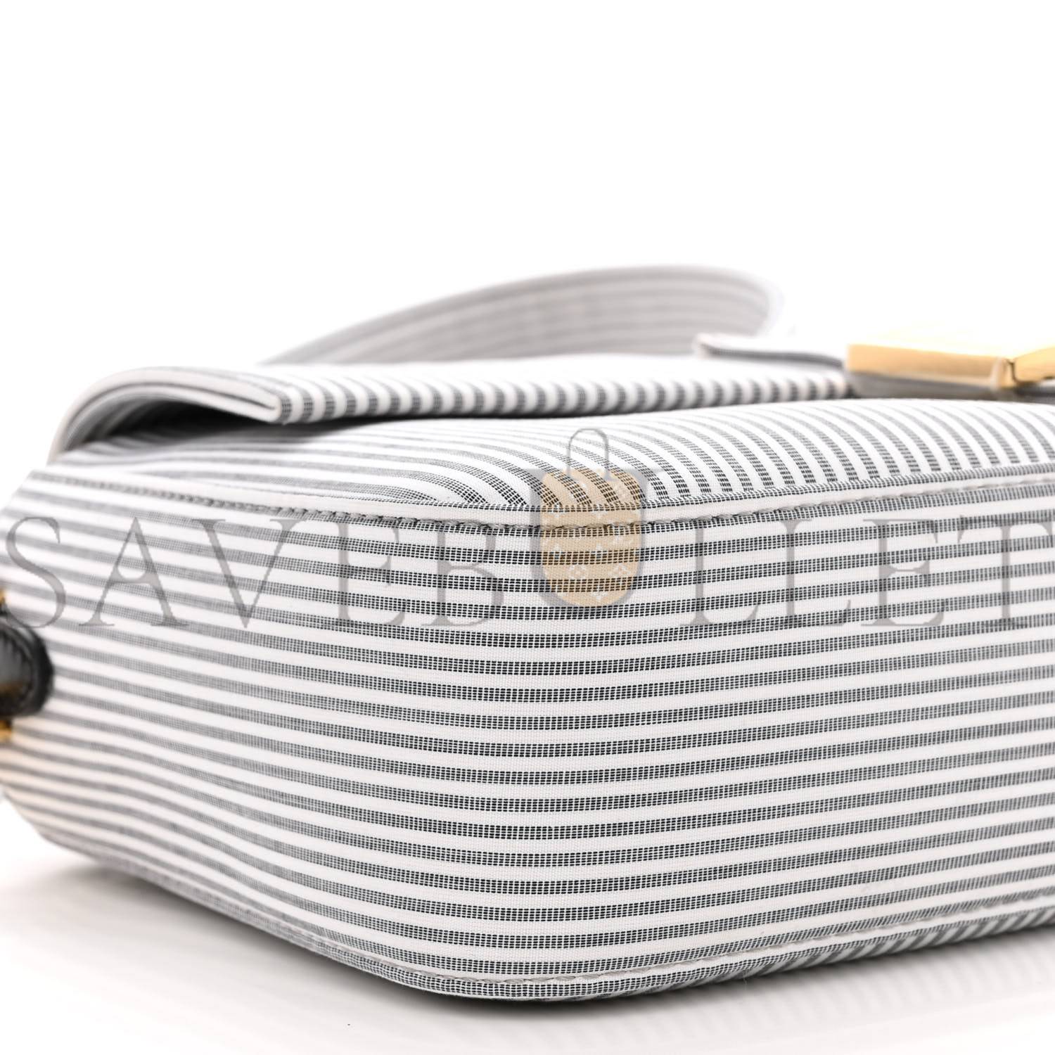 F**di cotton cuoio bretagna striped baguette grigio white black (27*15*6cm)