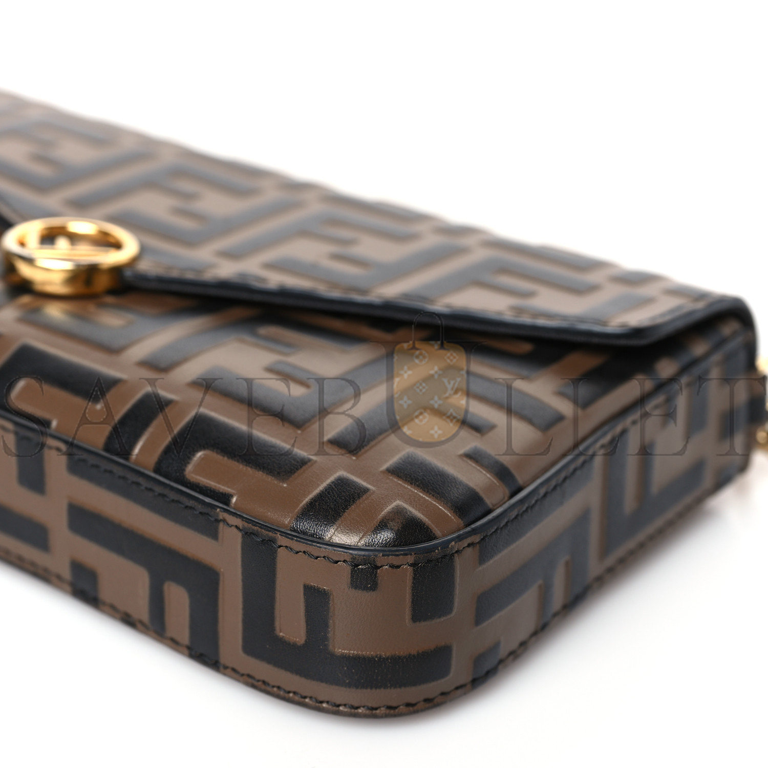 F**di vitello soft f is F**di bi-color ff 1974 embossed envelope wallet on chain with pouches maya black (21*12*3cm)