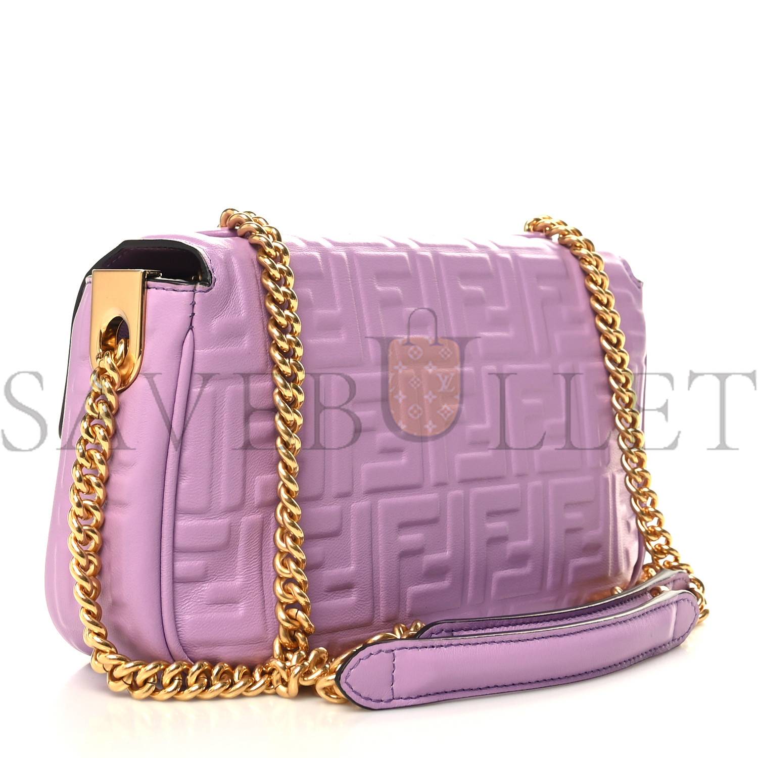 F**di nappa small ff embossed midi chain baguette violetta (23*13*6cm)