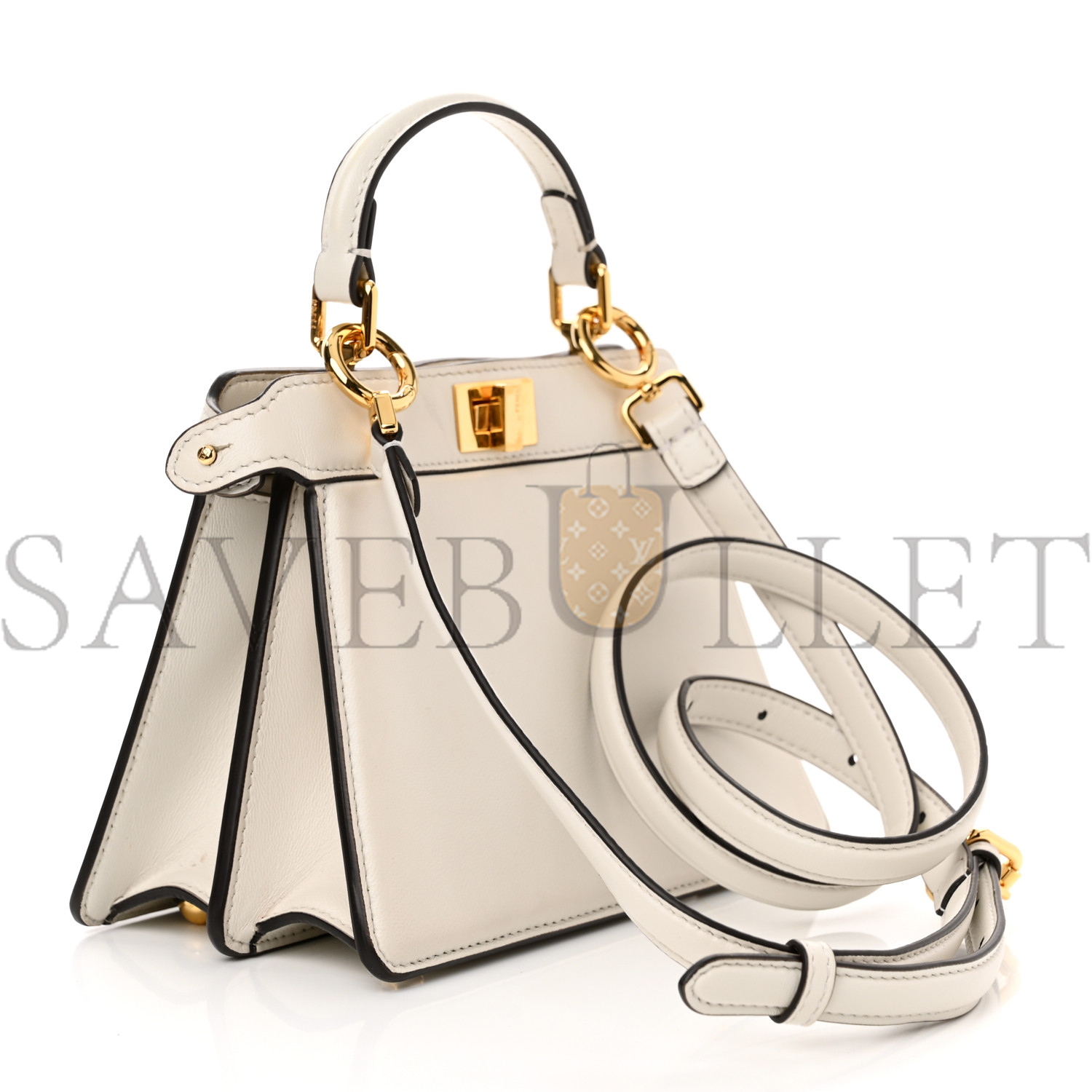 F**di shiny nappa petite peekaboo i see u satchel white (20*15*11cm)