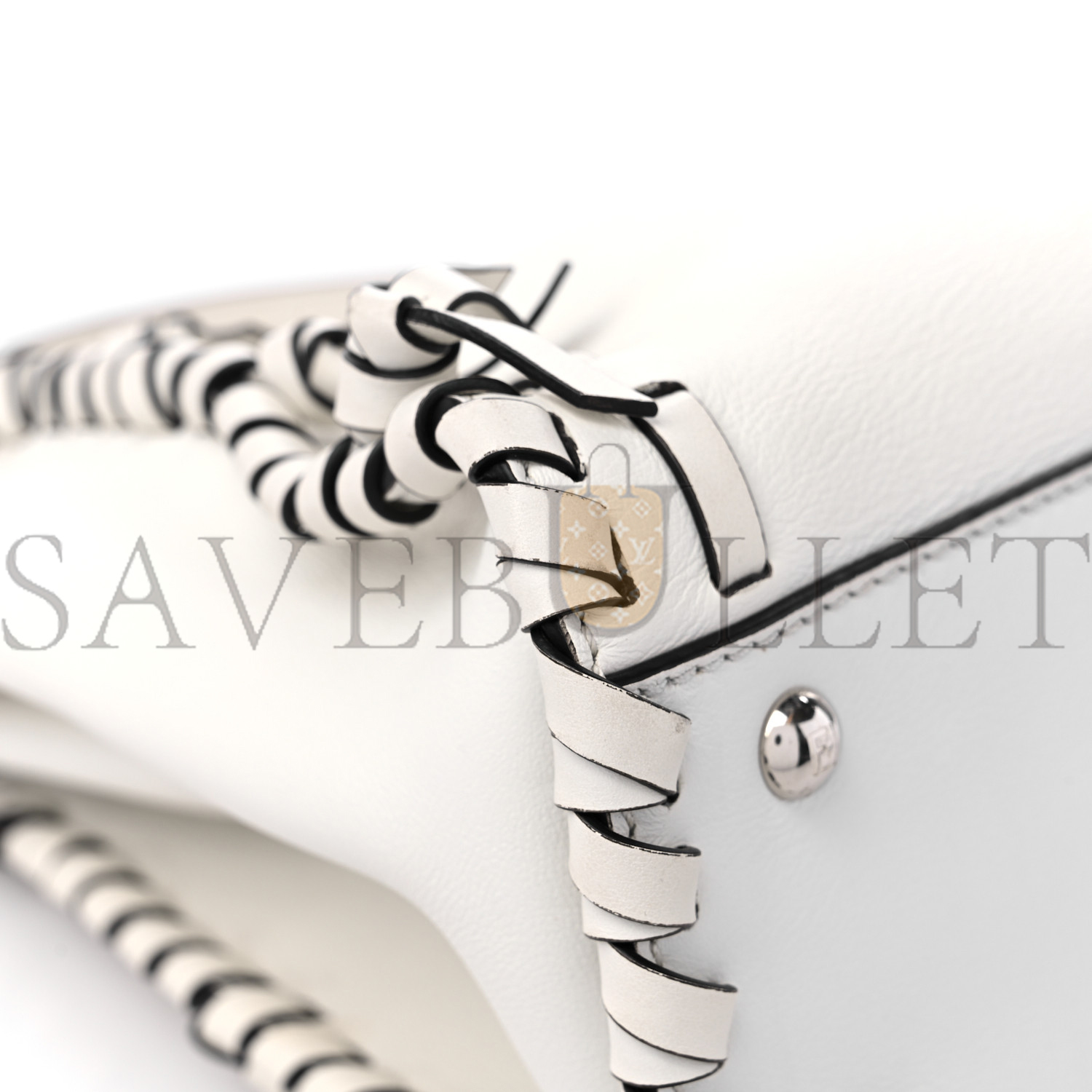 F**di vitello seta century nappa whipstitch medium peekaboo iconic satchel white (34*26*14cm)