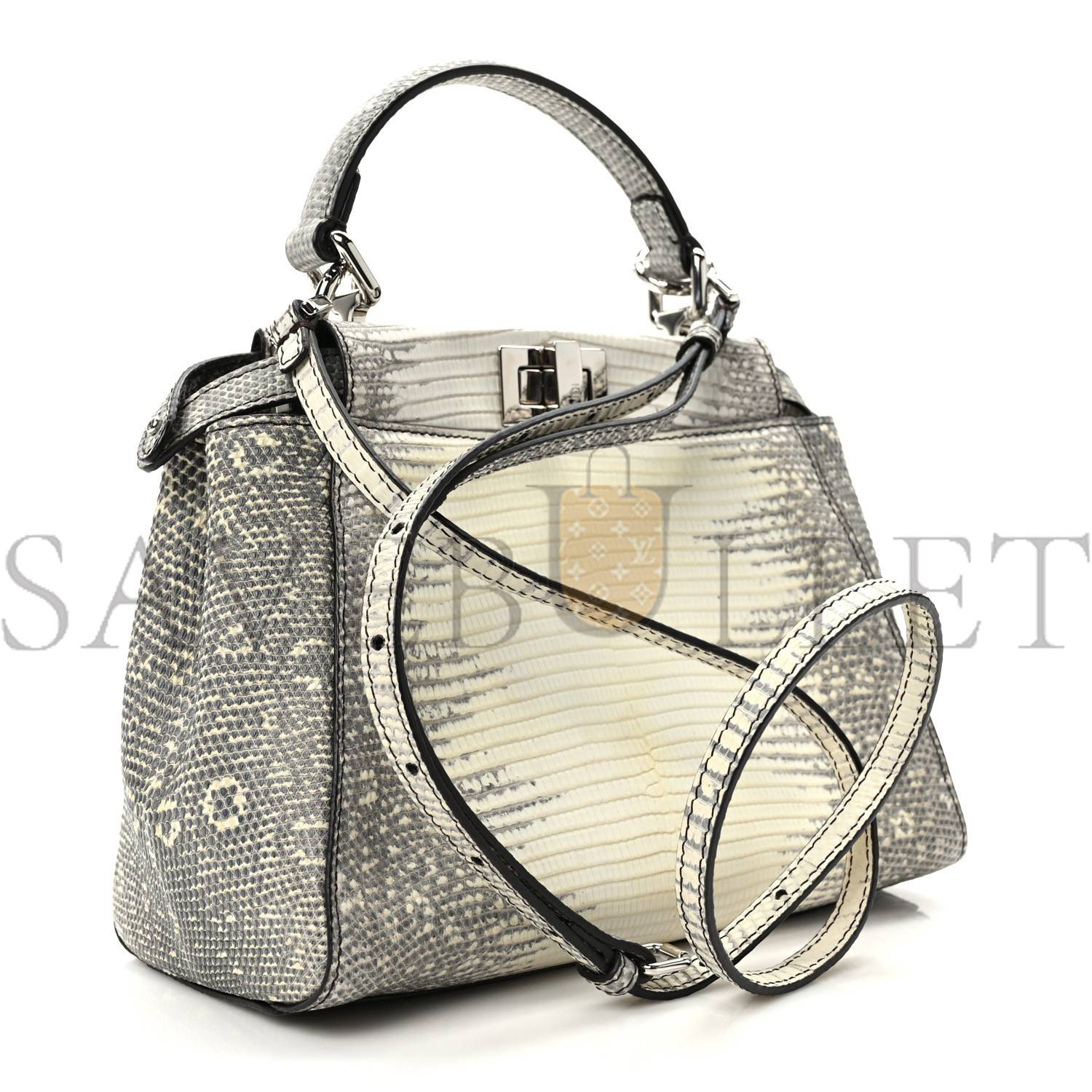 F**di lizard togo shiny nappa mini peekaboo iconic satchel roccia (23*18*12cm)