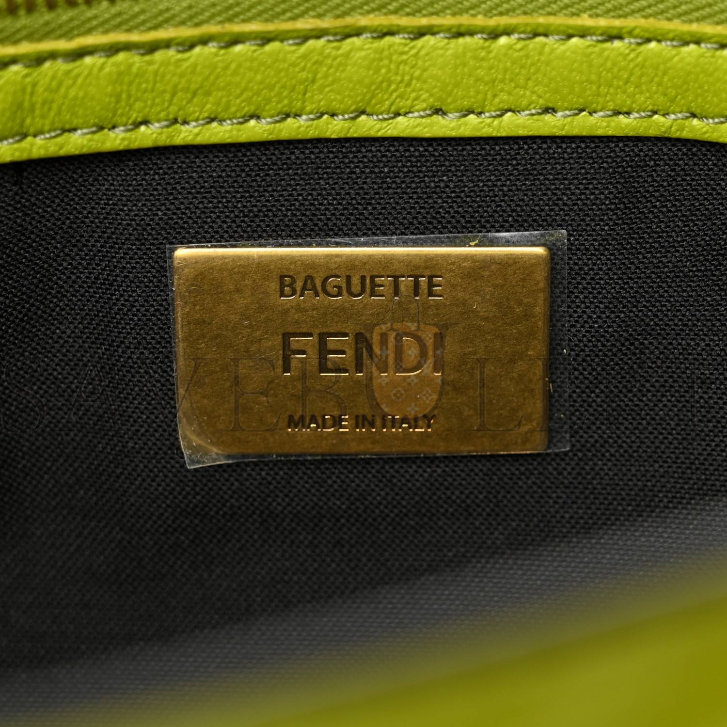 F**di nappa ff 1974 embossed baguette wasabi (26*15*5cm)