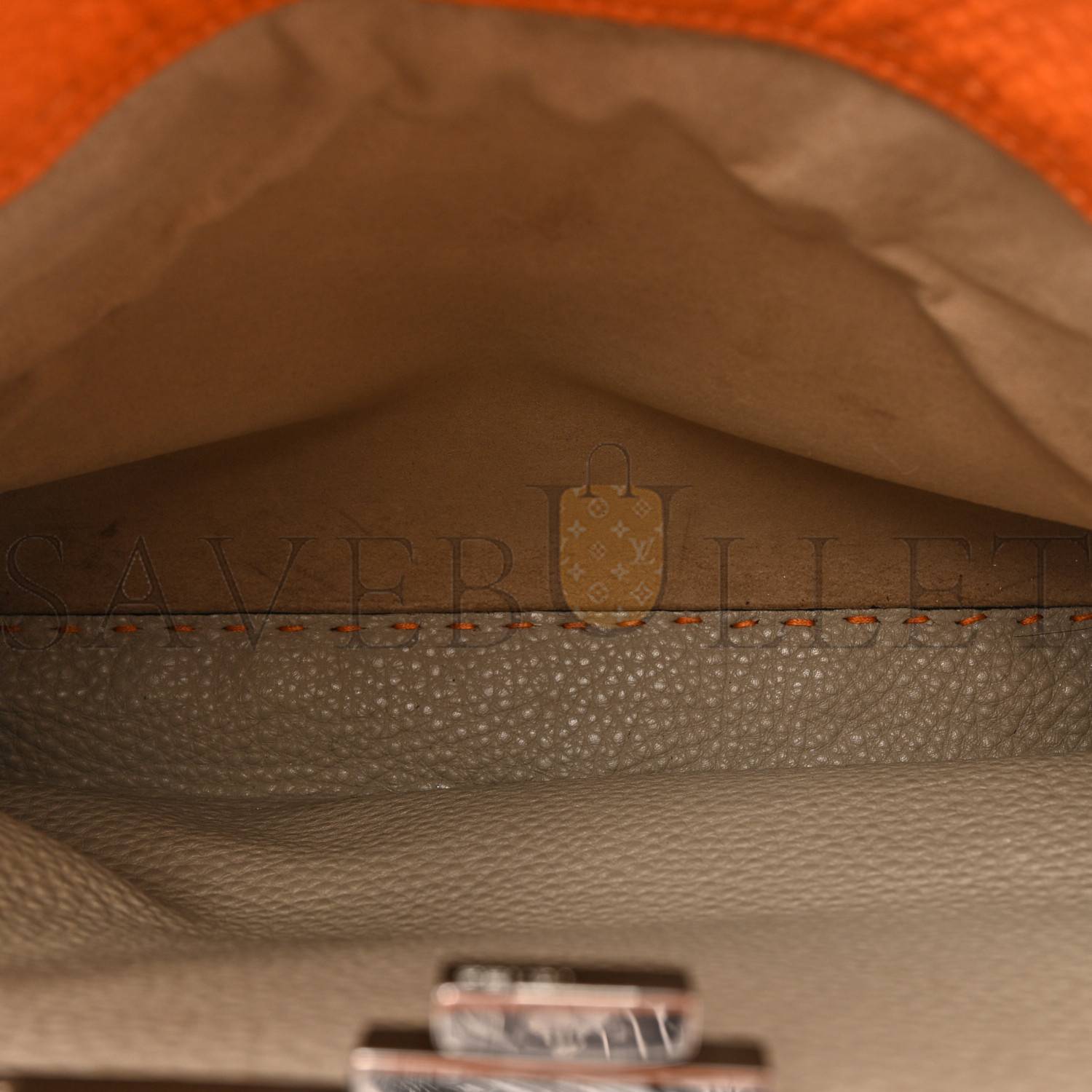 F**di cuoio romano selleria bi-color medium peekaboo iconic satchel orange stone (34*26*13cm)