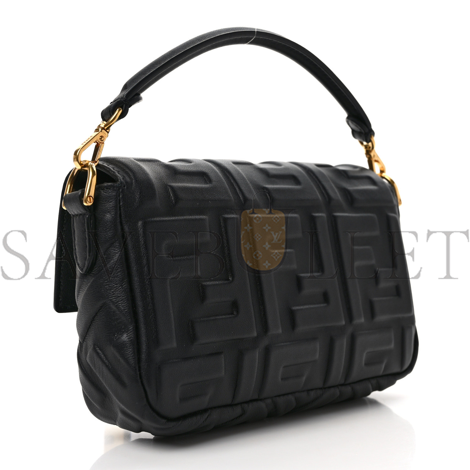 F**di nappa ff 1974 embossed mini baguette black (18*12*4cm)