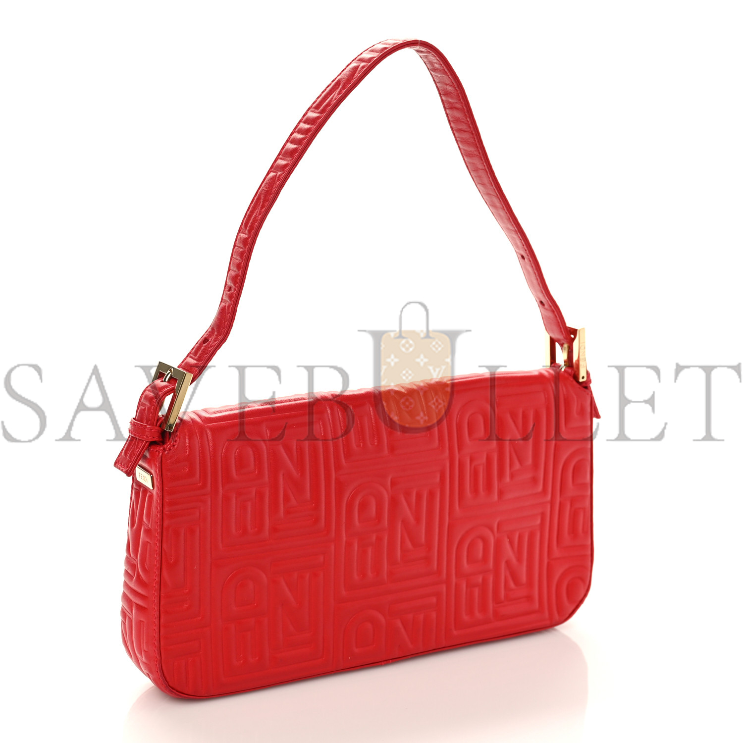 F**di nappa logo embossed baguette red (26*14*4cm)