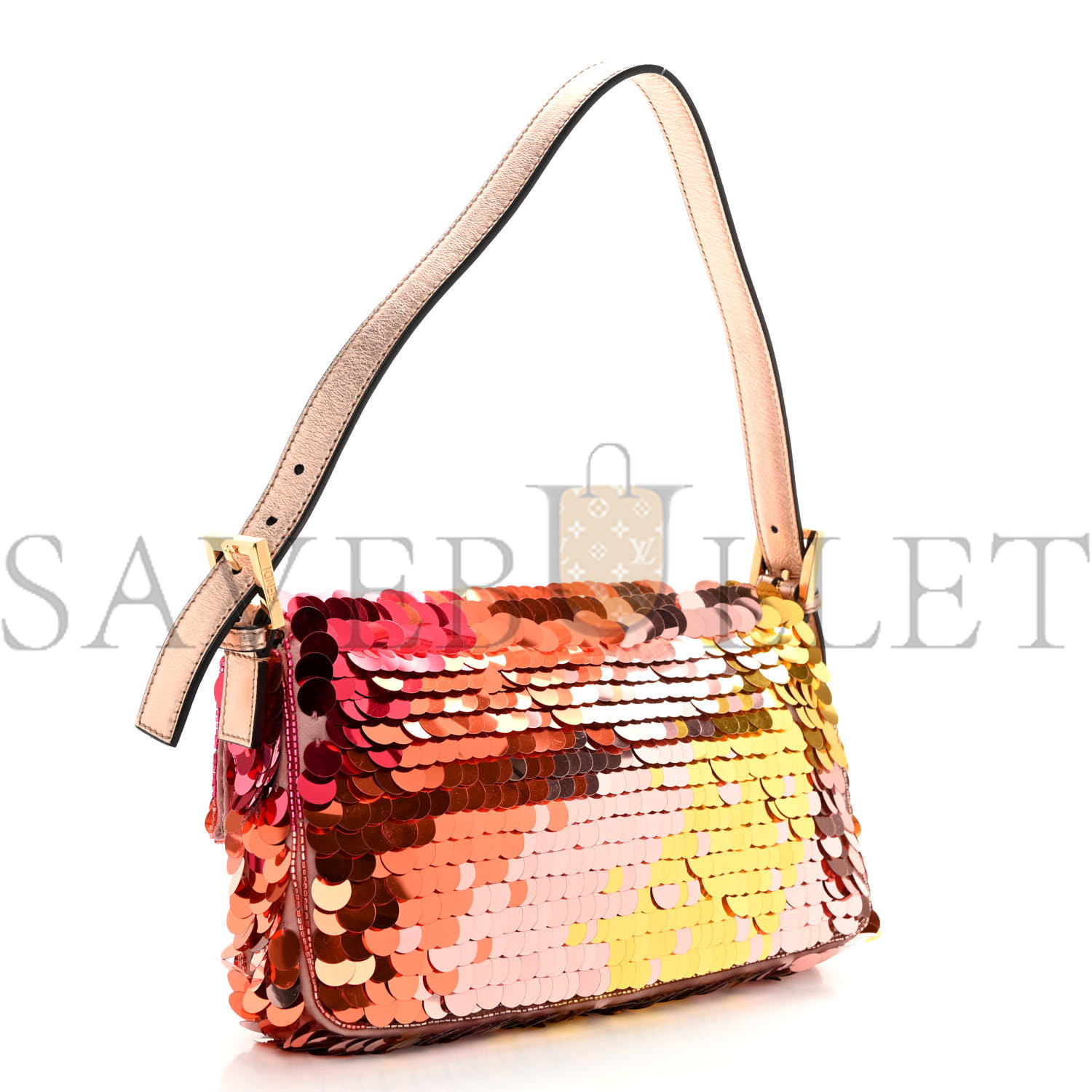 F**di sequin paillettes vitello laminato striped baguette 1997 multicolor (27*15*6cm)