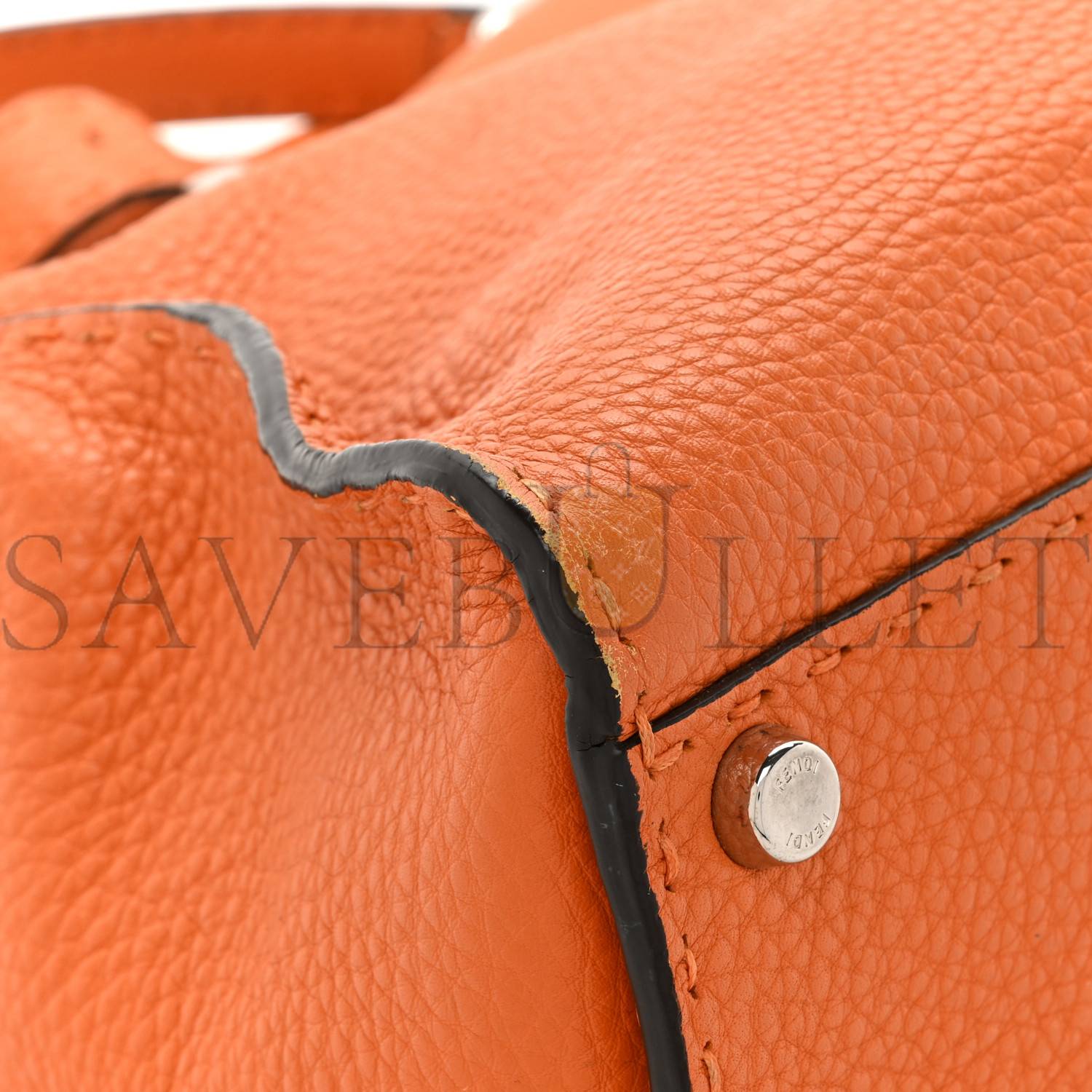 F**di cuoio romano selleria bi-color medium peekaboo iconic satchel orange stone (34*26*13cm)