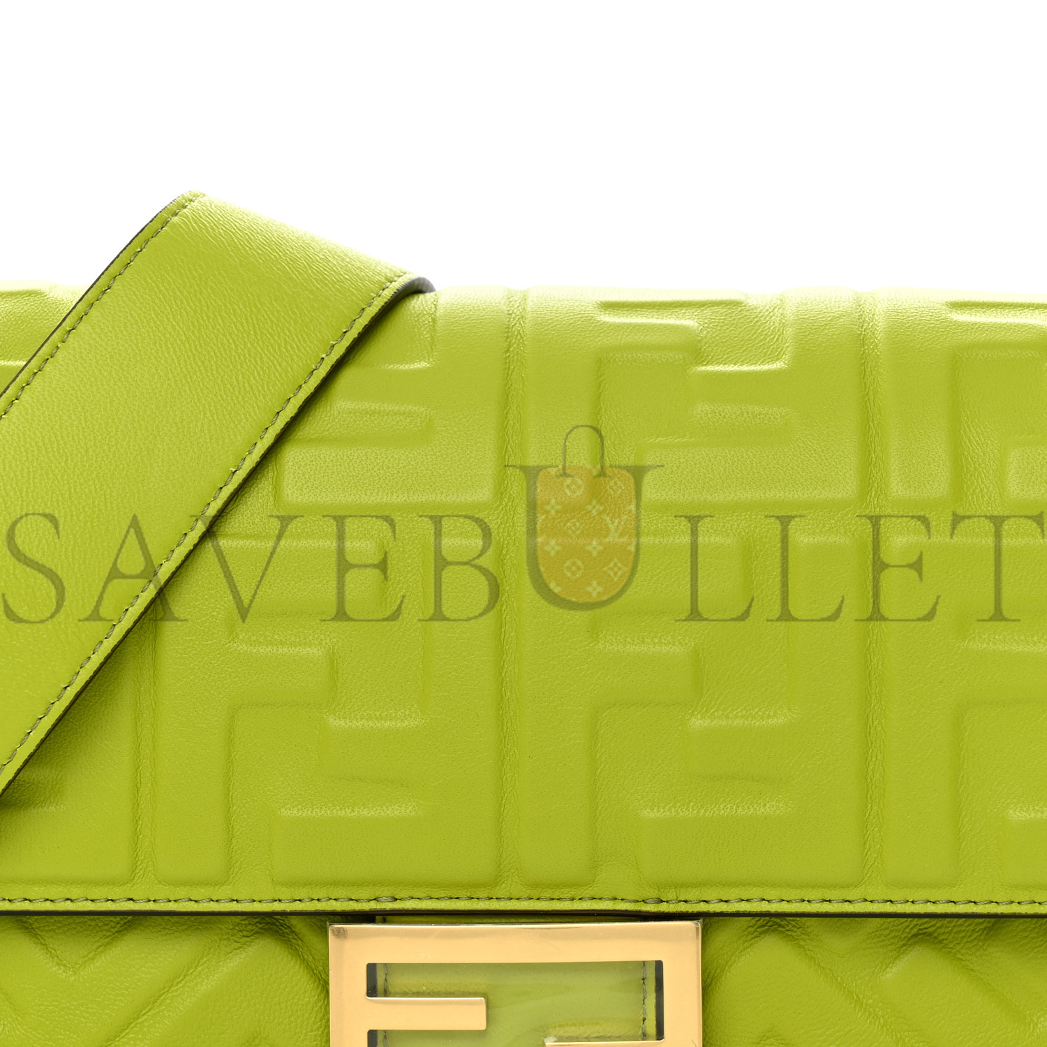 F**di nappa ff 1974 embossed baguette wasabi (26*15*5cm)