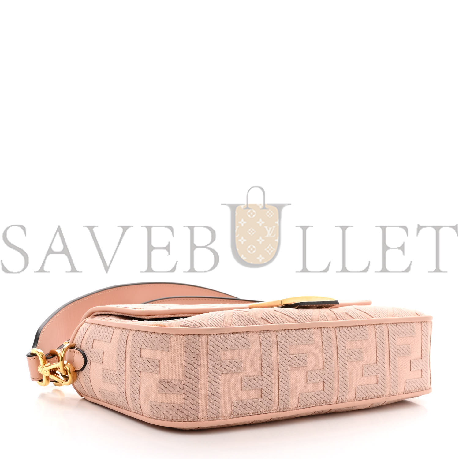 F**di canvas vitello king extra strap ff embroidered baguette baby pink (27*15*6cm)