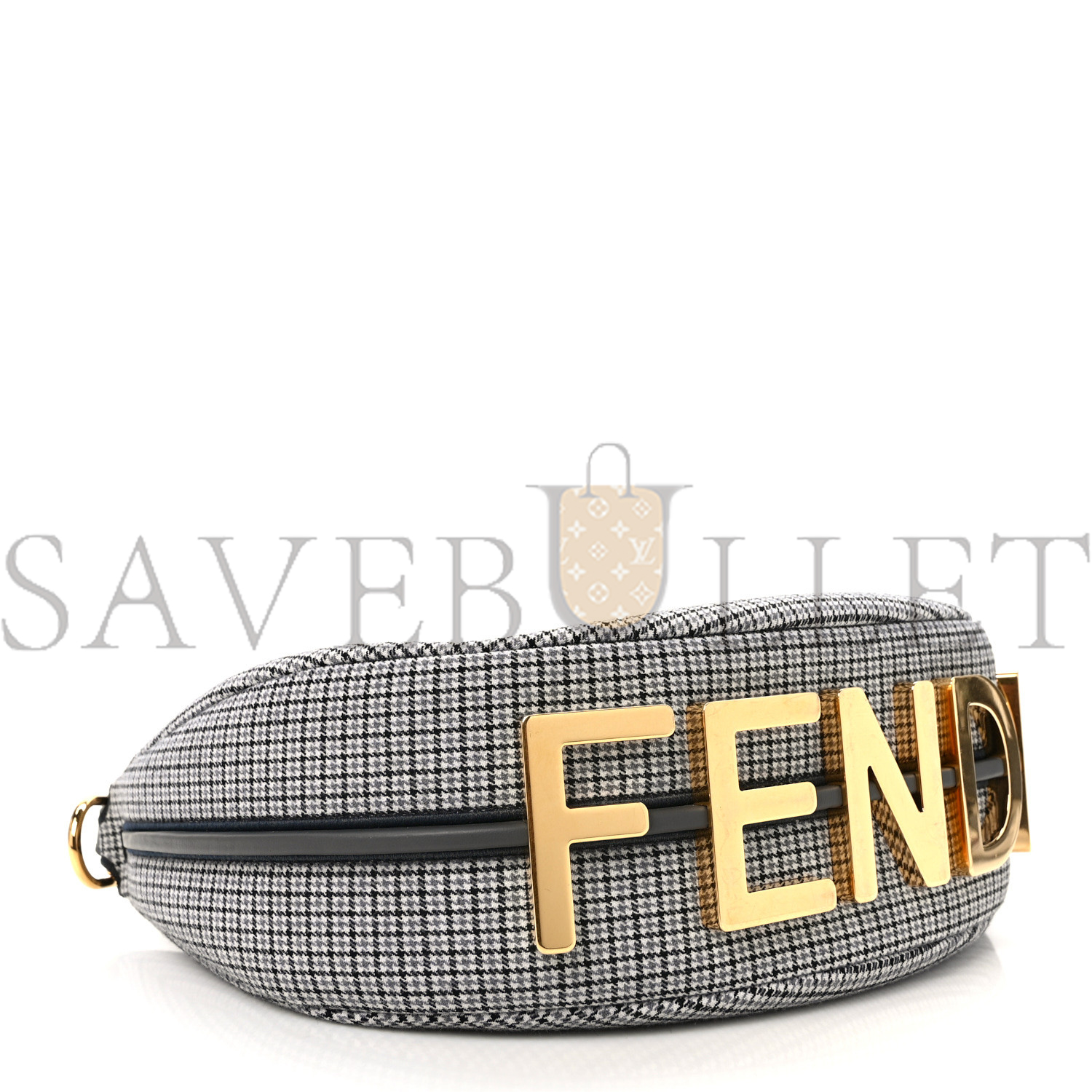 F**di wool vitello grace small houndstooth small F**digraphy hobo bag grigio anthracite (28*21*8cm)