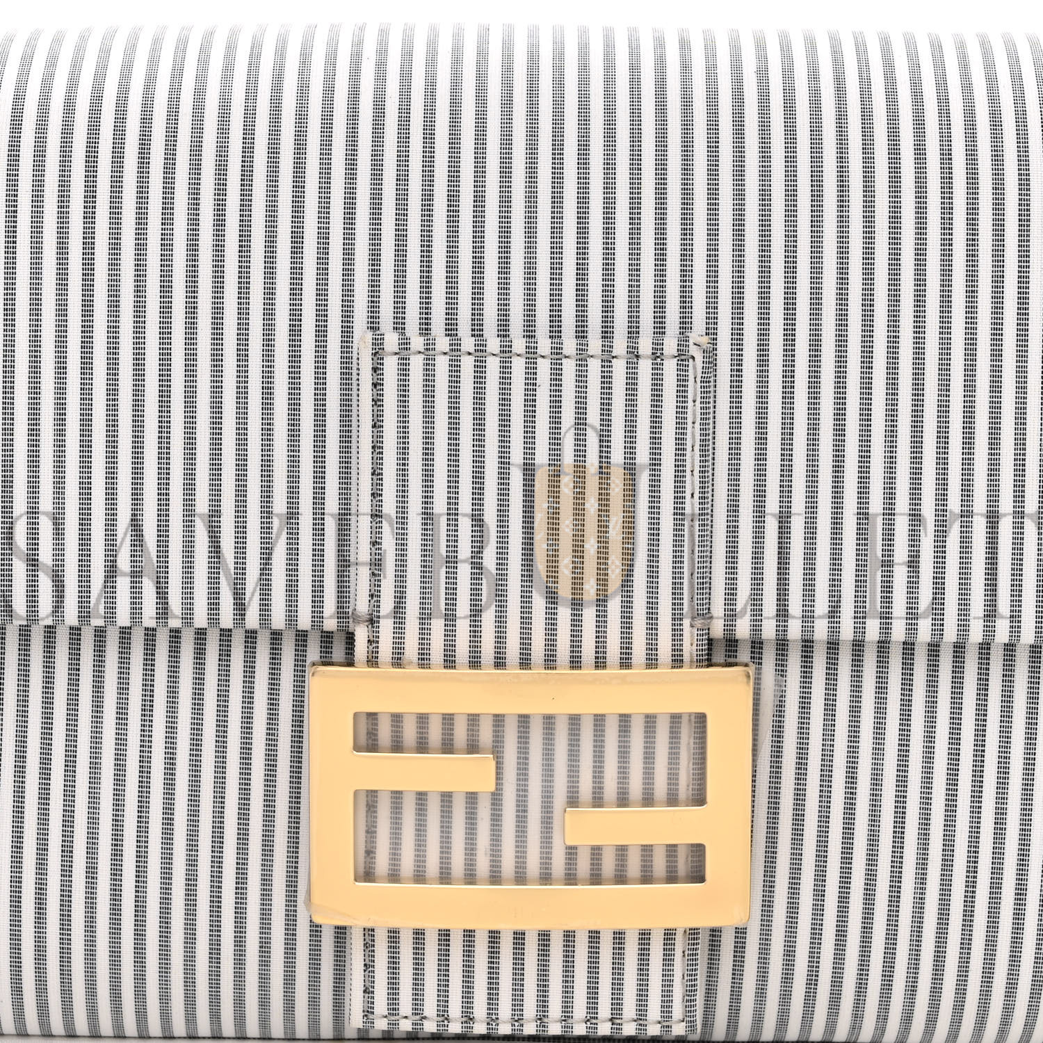 F**di cotton cuoio bretagna striped baguette grigio white black (27*15*6cm)