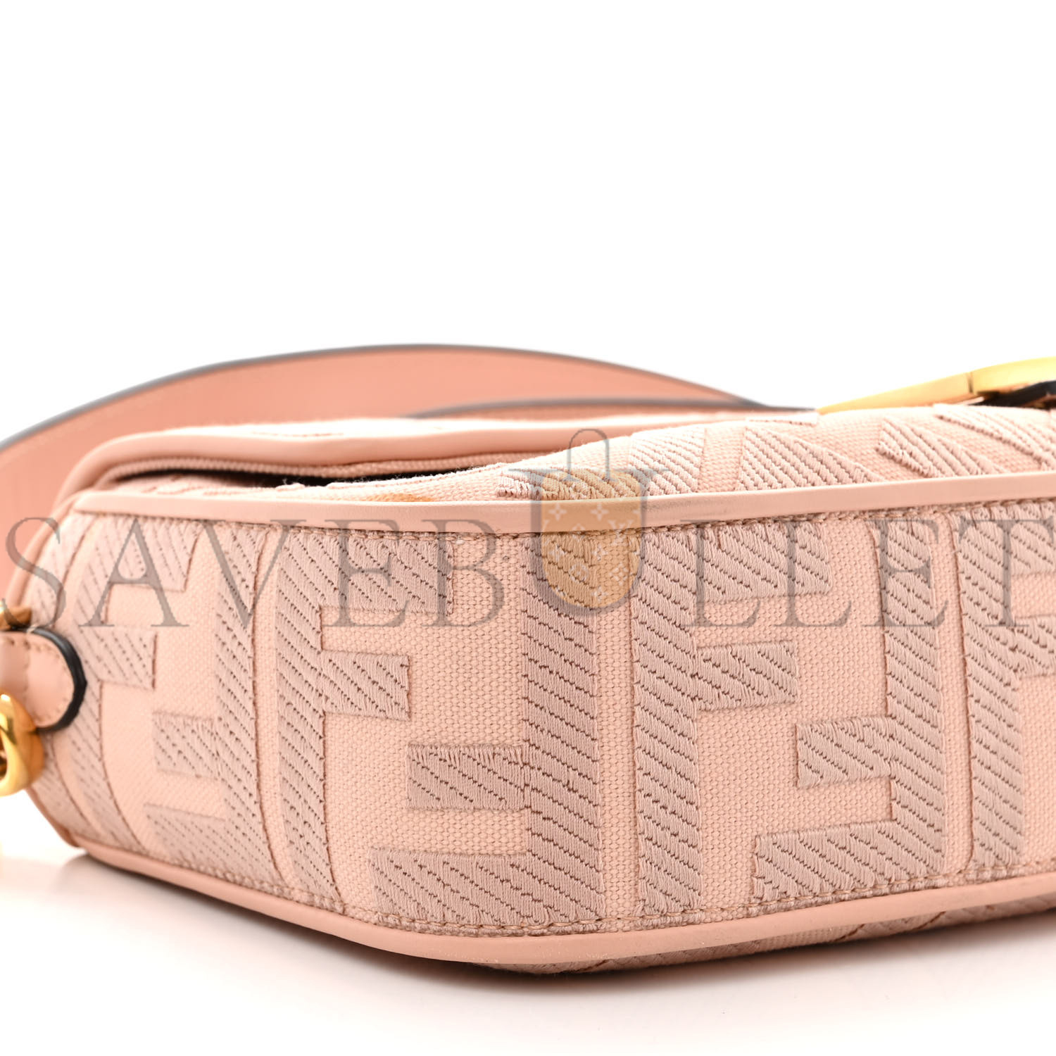 F**di canvas vitello king extra strap ff embroidered baguette baby pink (27*15*6cm)