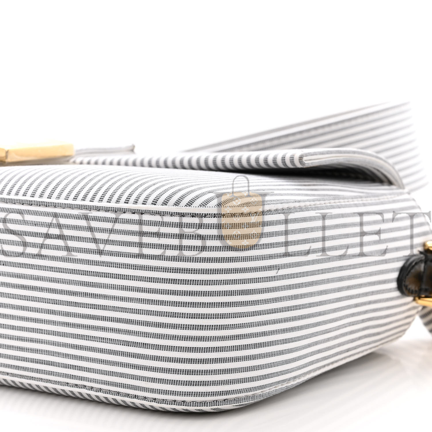 F**di cotton cuoio bretagna striped baguette grigio white black (27*15*6cm)