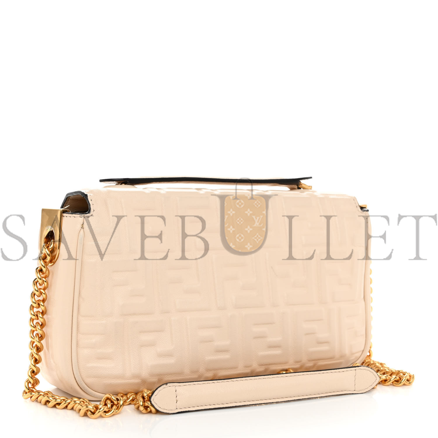 F**di nappa small ff embossed midi chain baguette white (23*13*6cm)