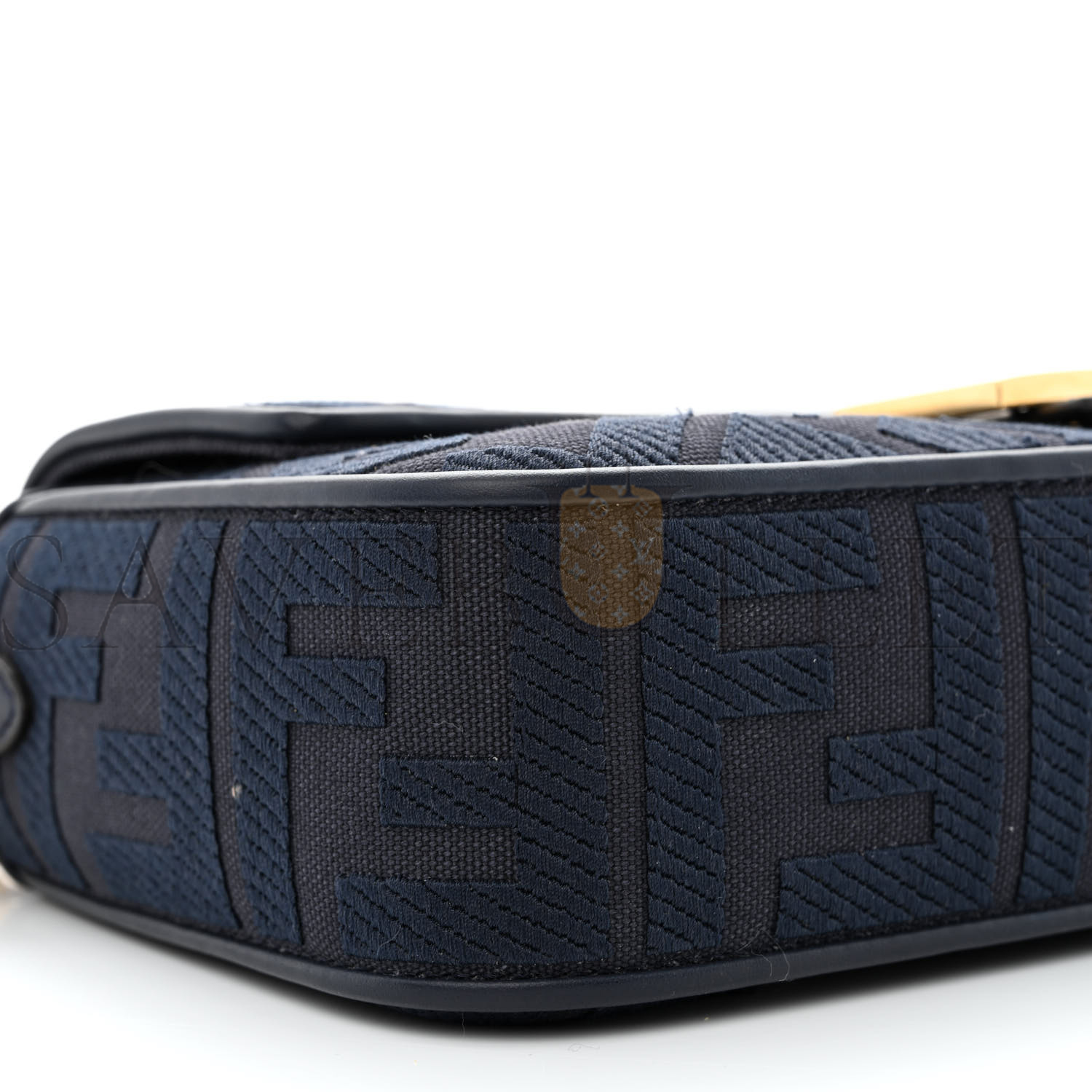 F**di canvas vitello king bi-color strap ff embroidered baguette midnight (27*16*6cm)