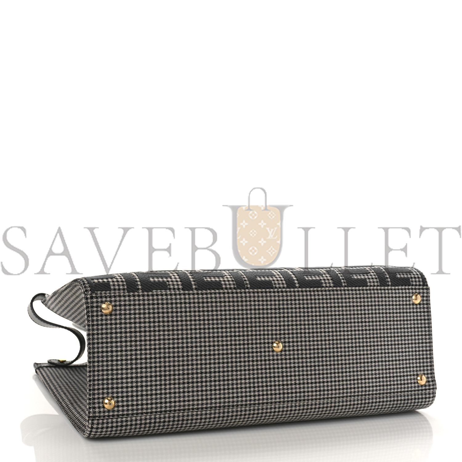 F**di wool vitello king houndstooth ff embroidered medium peekaboo x-tote grigio anthracite (41*29*16cm)