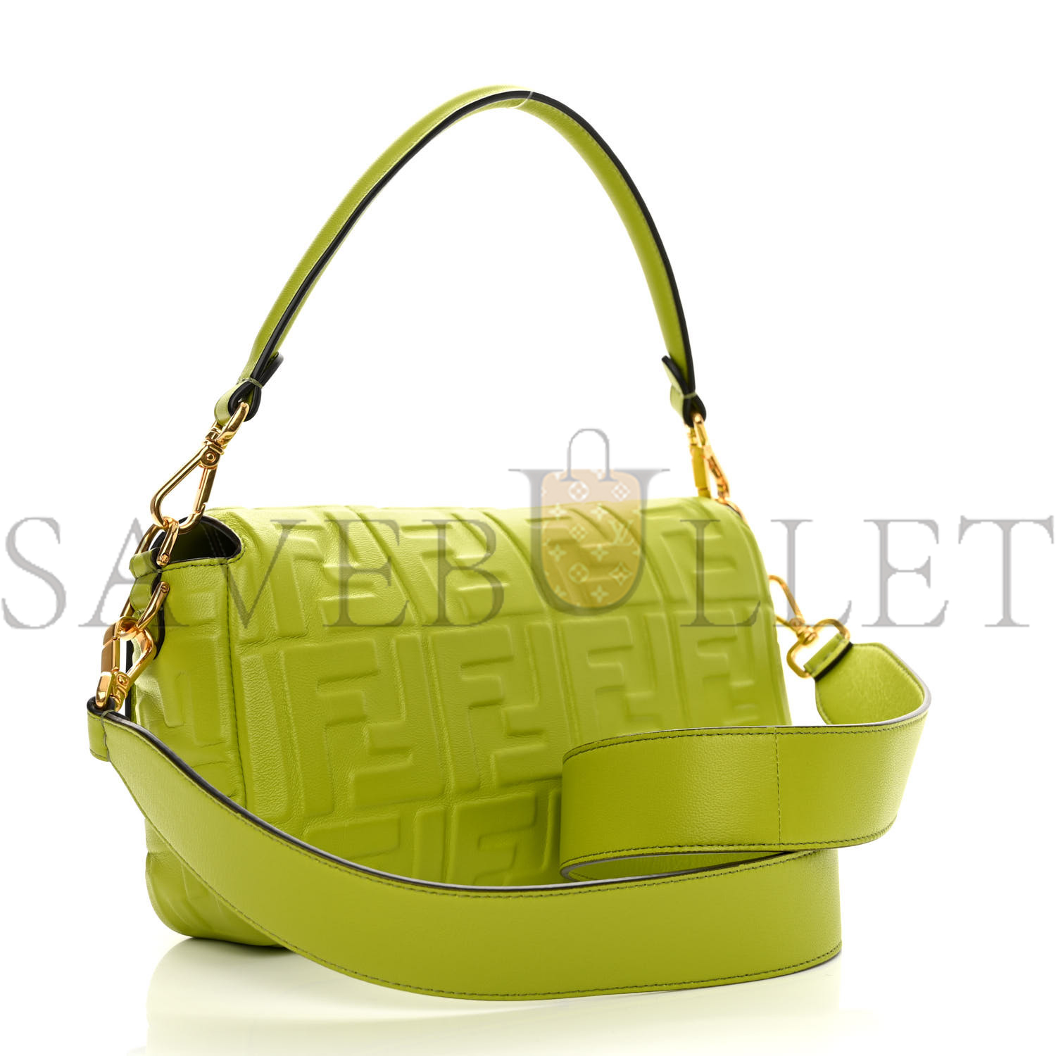 F**di nappa ff 1974 embossed baguette wasabi (26*15*5cm)