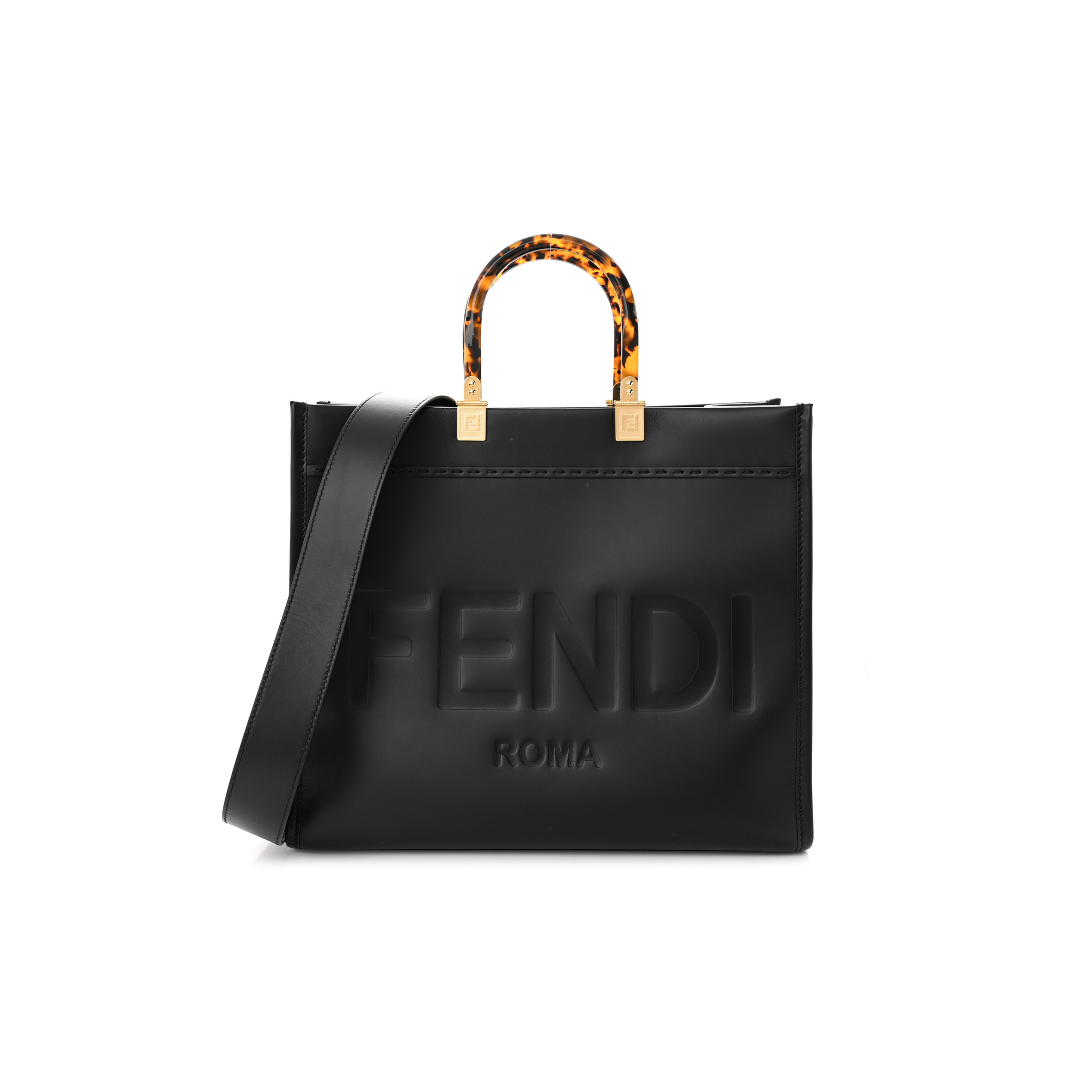 F**di vitello king plexiglass medium F**di sunshine shopper tote black (36*30*15cm)