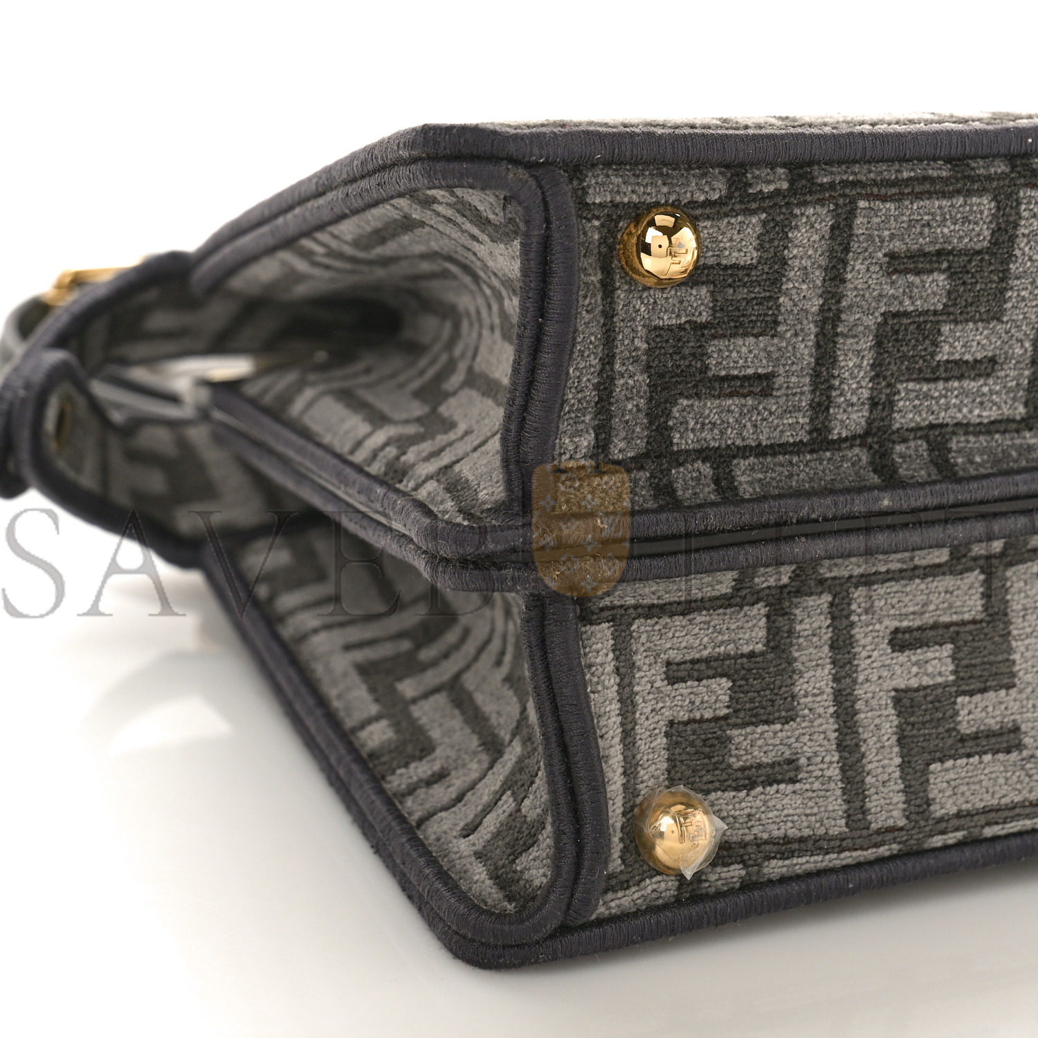 F**di chenille vitello seta ff small peekaboo i see u satchel anthracite asfalto (27*20*13cm)