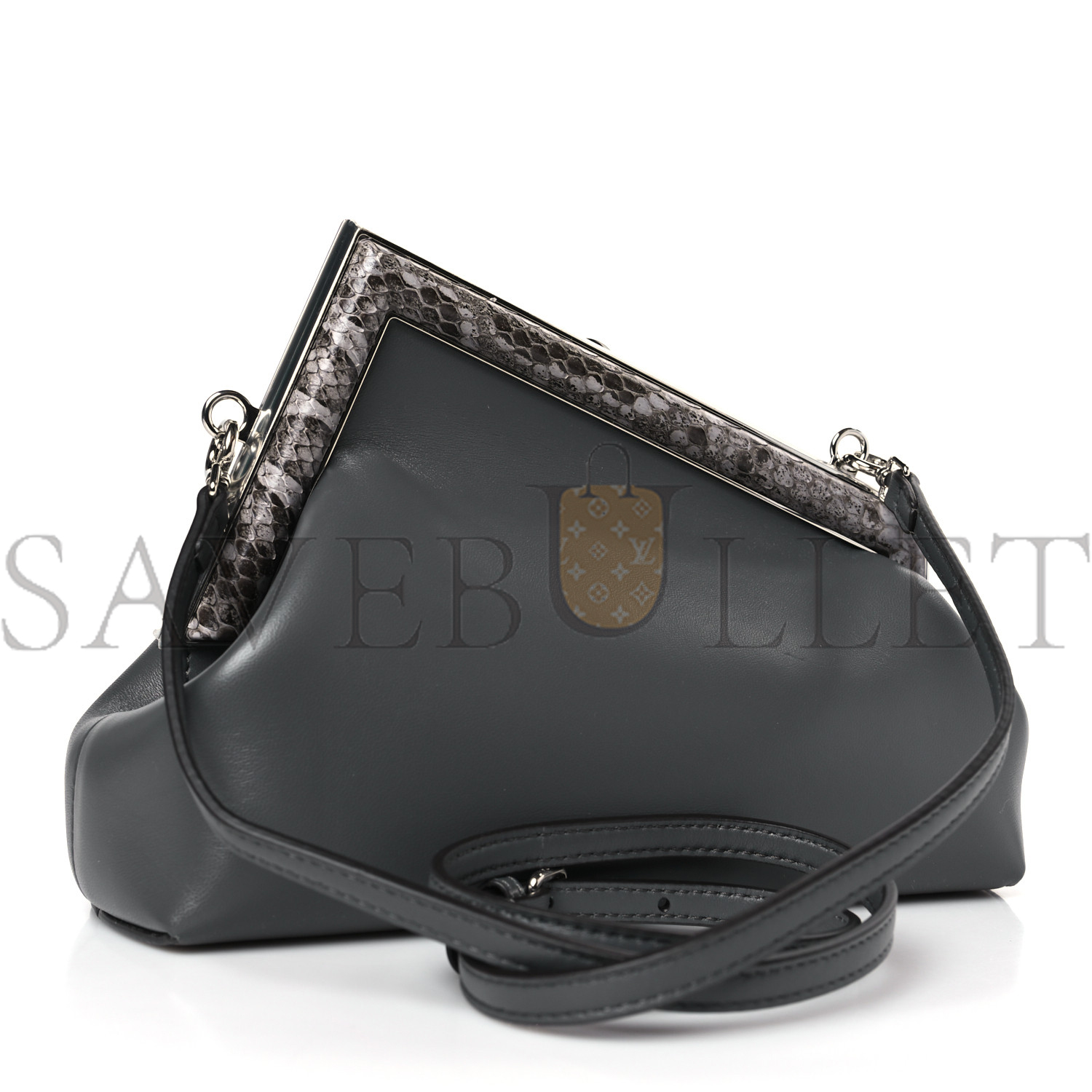 F**di shiny nappa snakeskin small F**di first anthracite asfalto (23*19*9cm)