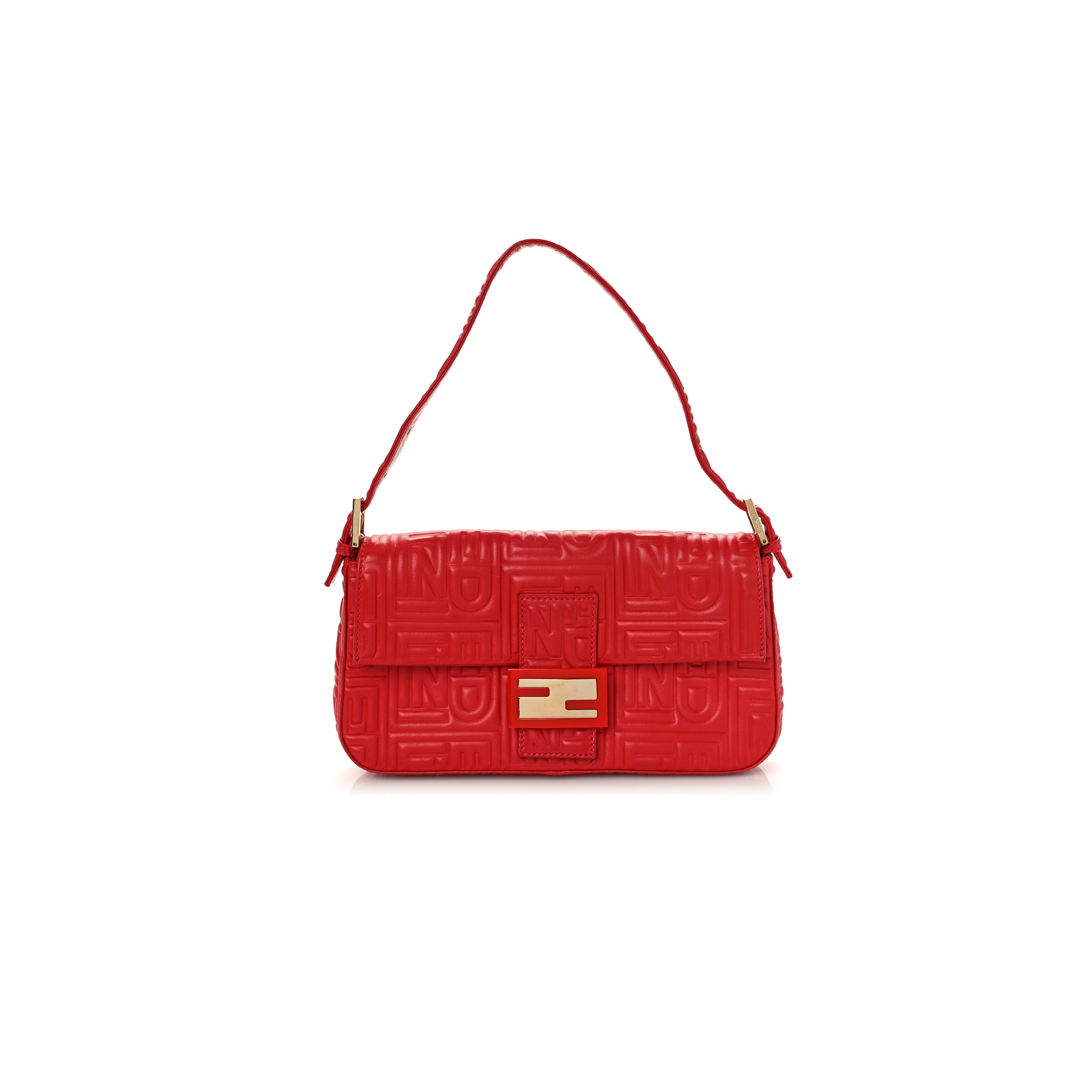 F**di nappa logo embossed baguette red (26*14*4cm)