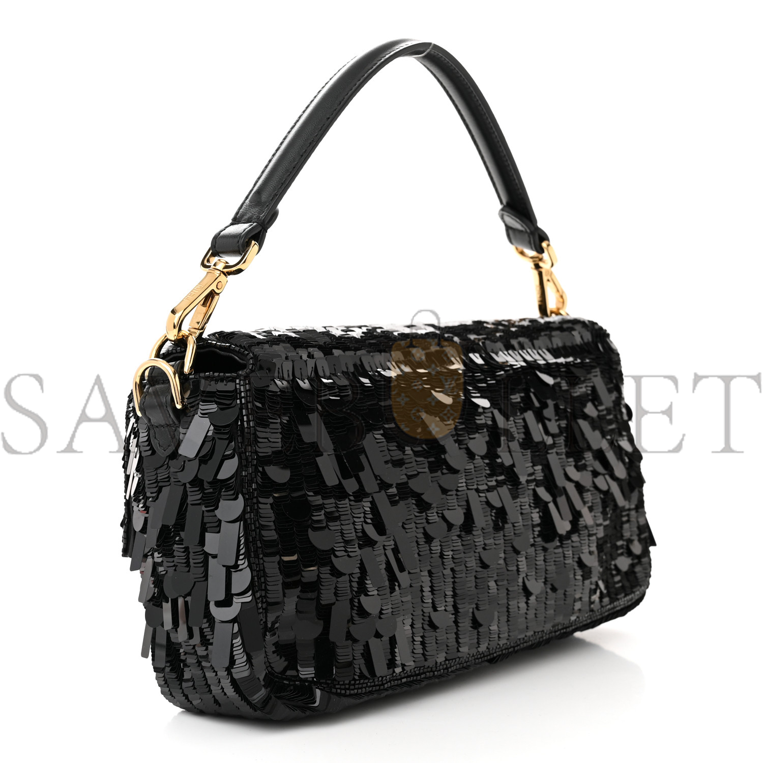 F**di sequin paillettes shiny nappa sex and the city baguette black (27*15*6cm)