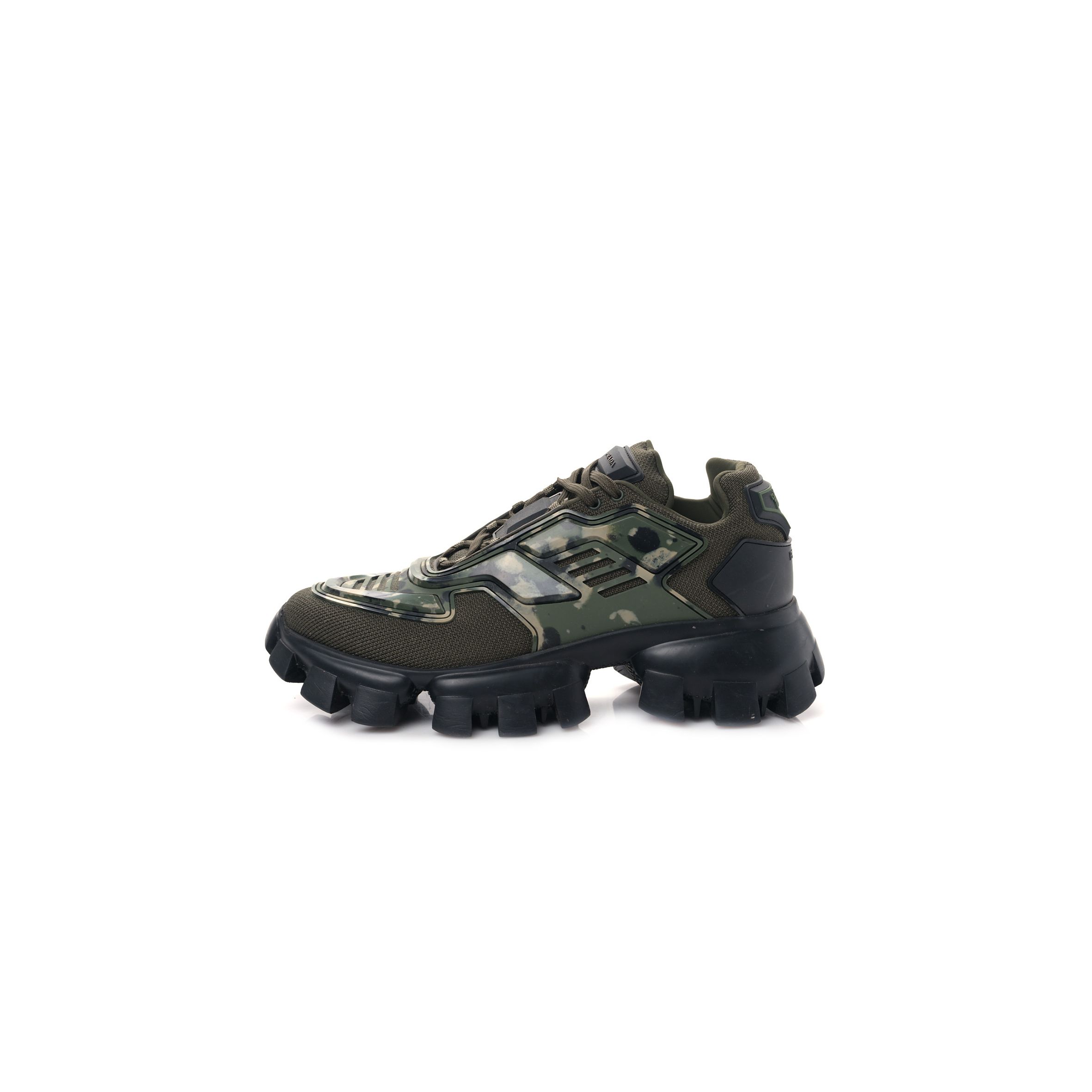 Pra*a rubber knit fabric camouflage mens cloudbust thunder sneakers 7 militare