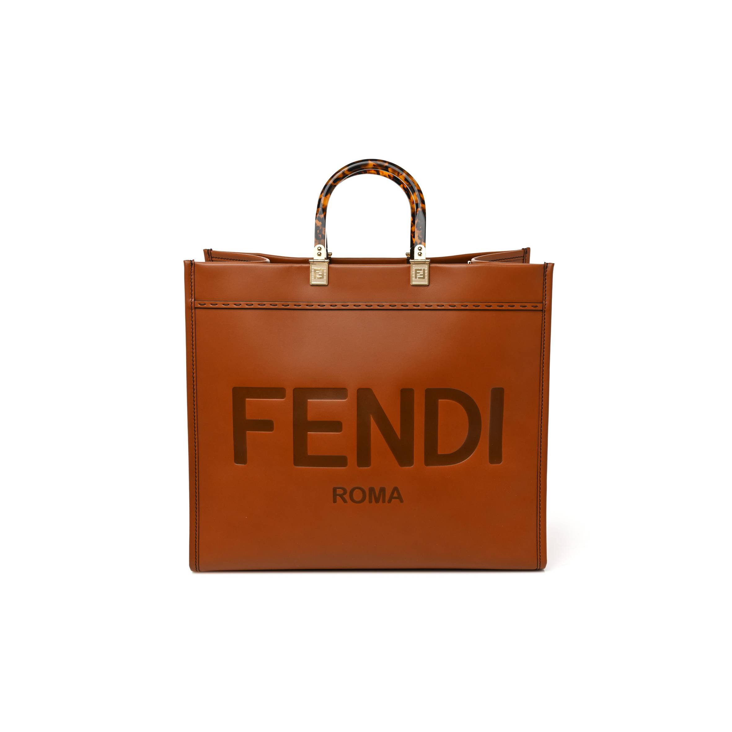 F**di vitello king plexiglass large F**di sunshine shopper tote cuoio (41*34*20cm)