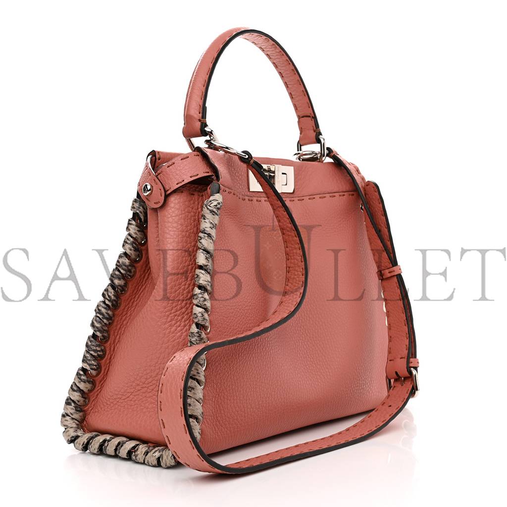 F**di cuoio romano selleria elaphe lace up medium peekaboo iconic satchel make up taupe (34*25*13cm)